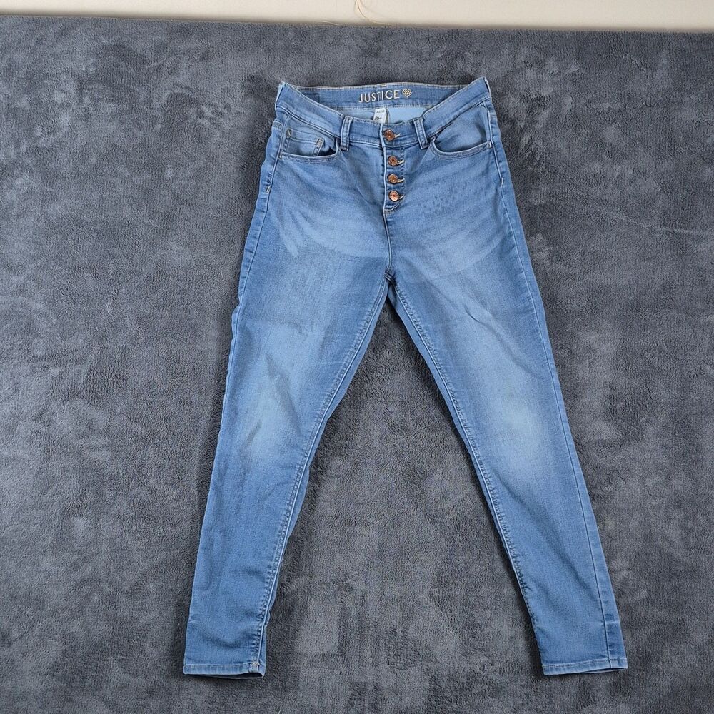 Justice Girls 16 Plus Skinny Blue Jeans Button Fly Stretch Denim Jeans
